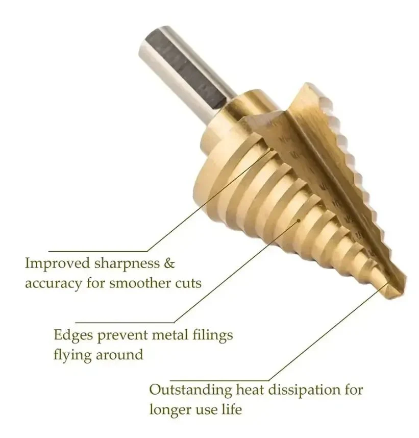 Wholesale/Supplier Gushi High quality/High cost performance  Titanium Nitride Coated Steel Carbide Wood Step Drill Bits Set