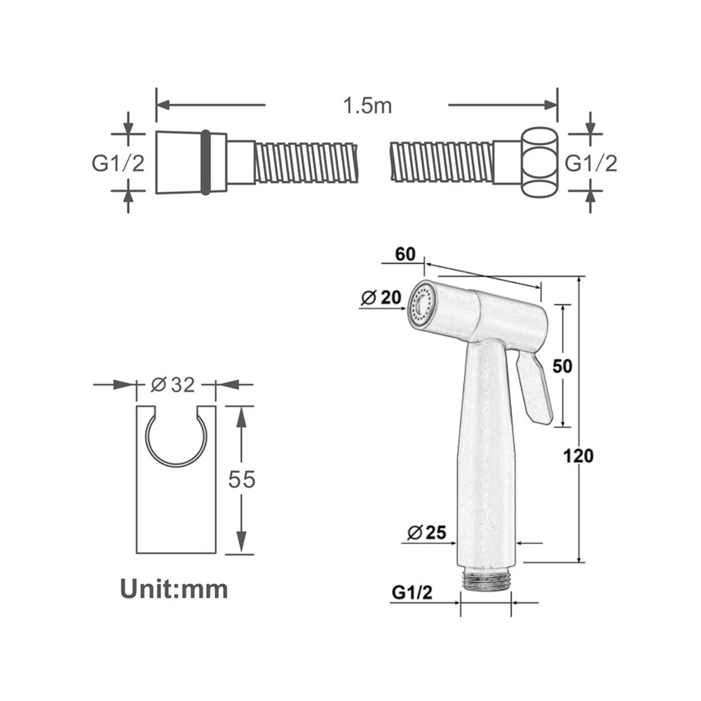 Stainless Steel Toilet Sprayer Handheld Bathroom Bidet Dropshipping