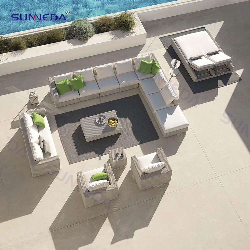 China Sunneda Factory Wholesale/Supplier Custom Outdoor Garden Pool Side Cube Double Sunbed Sunlounger