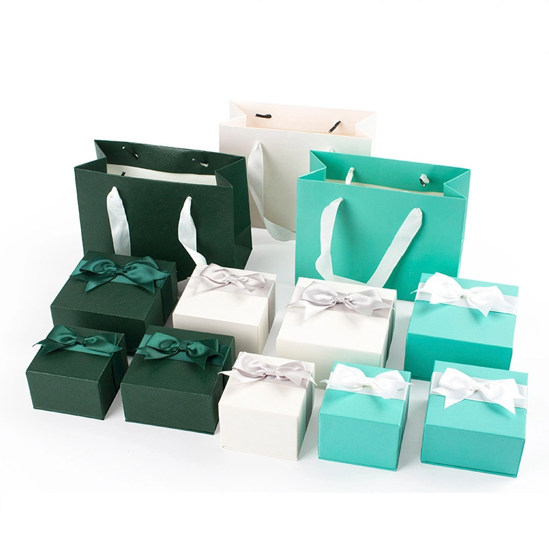 Rigid Cardboard Jewelry Paper Christmas Packaging Gift Box with Ribbon Foam Insert