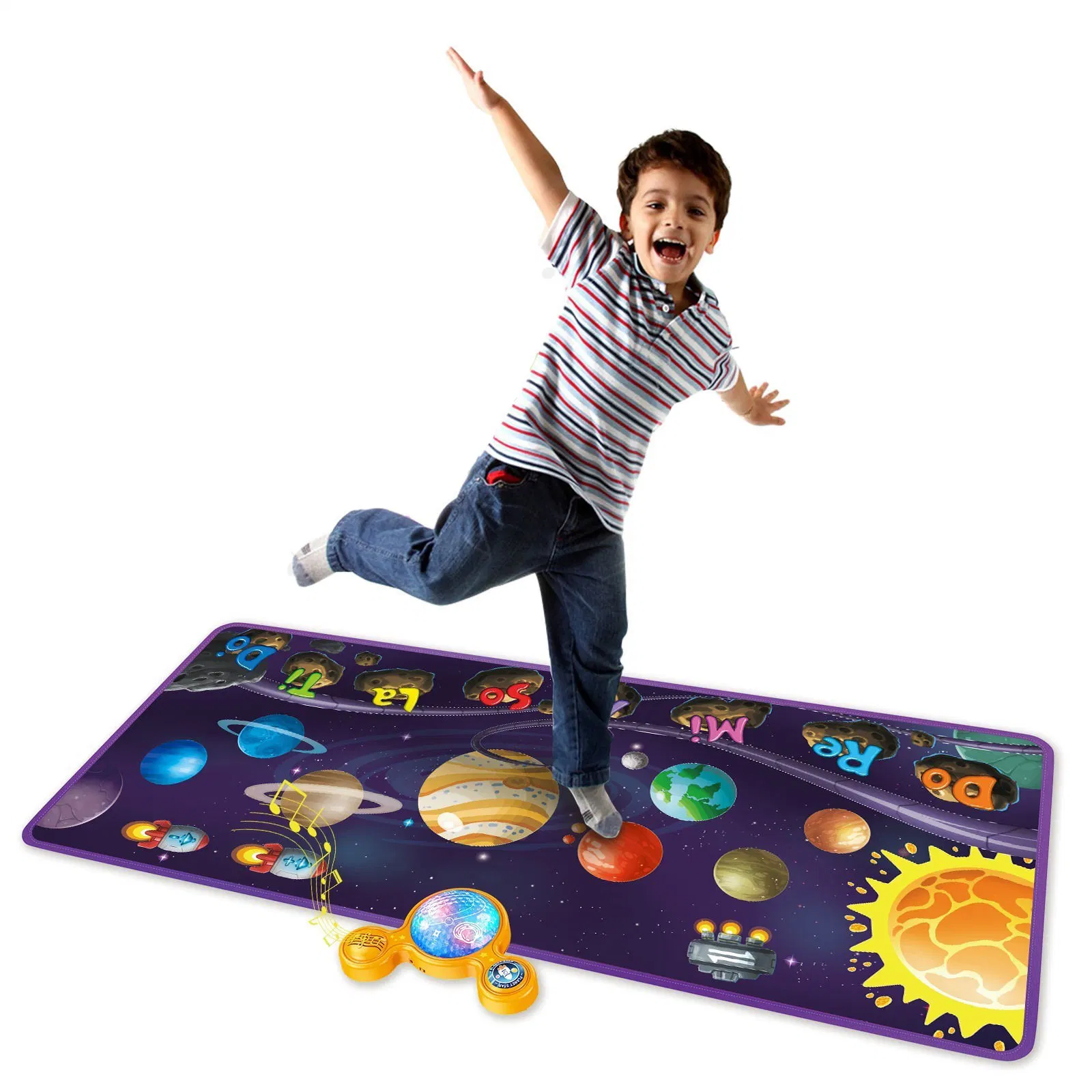 Imaginative Space Planet Electronic Dance Pad Foldable Blanket Educational Q & a Interactive Children&prime; S Music Mat Toys with Lights