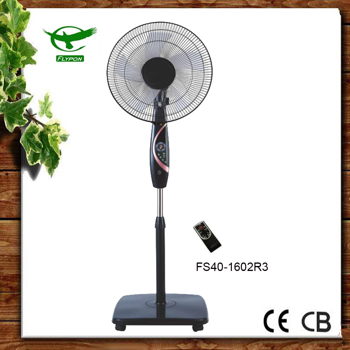 Black Ventilador de pie Ventilador de pedestal eléctrico con mando a distancia