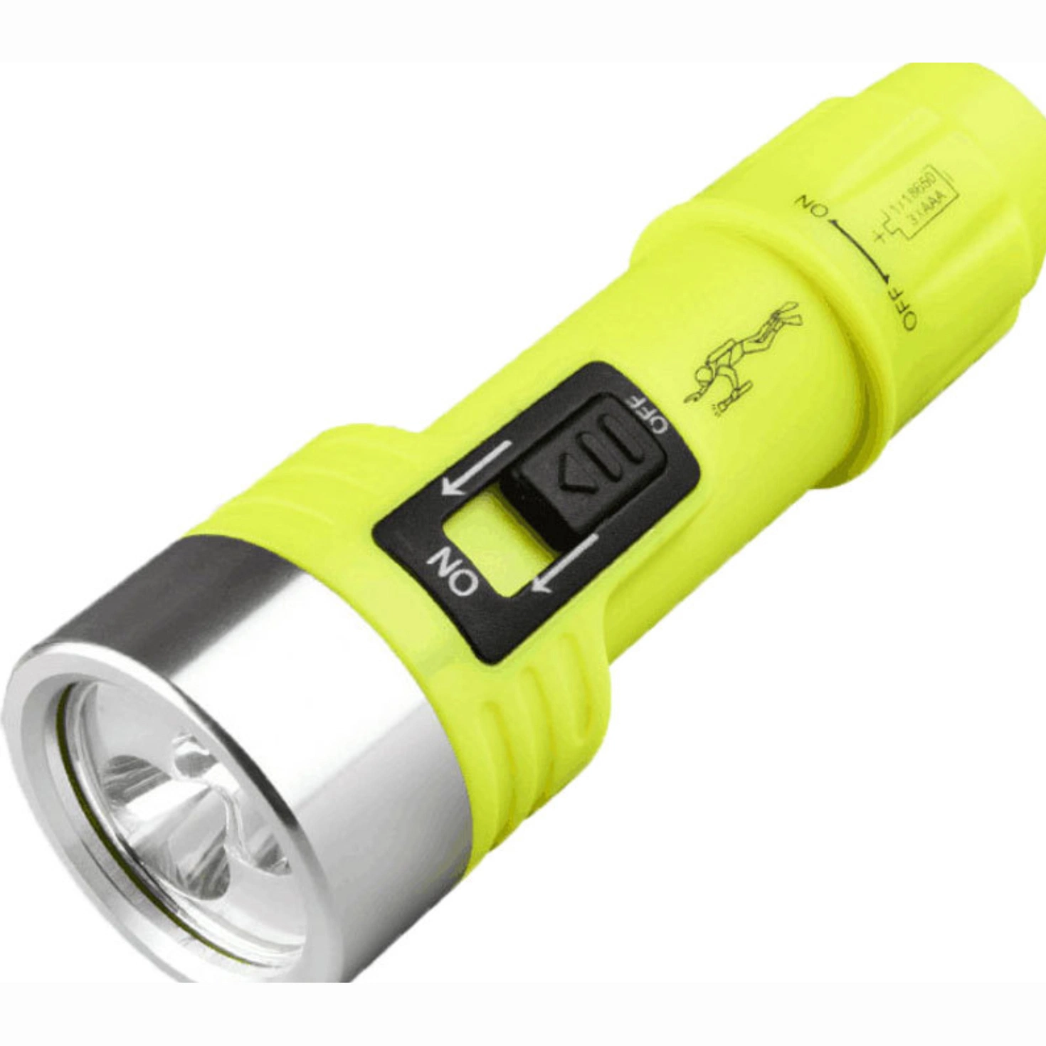 Portable Underwater Emergency Torch Lighting 2 X T6 Aluminum LED Torch Lamp for Diving with Dual Color Battery Powered Magnet Switch LED Flashlight