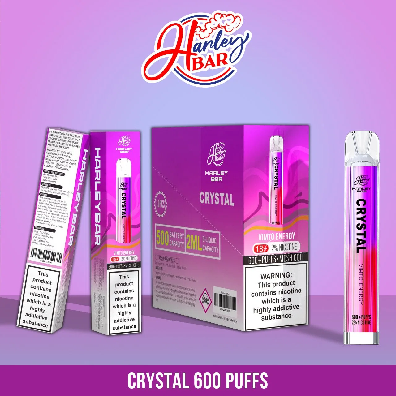 Best Selling Wholesale/Supplier Market Pure Sky 600puffs 500mAh Battery 1.2ml Tpd Customs E Cigarette Geekvape Harleybar Crystal PRO Max Legend 4000 Puffs Kulx