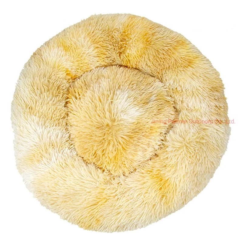 Wholesale Long Plush Dog Kennel Cushion Pet Round Couch Bed Super Soft Fluffy Comfortable Foot Dog Kennel for Cat