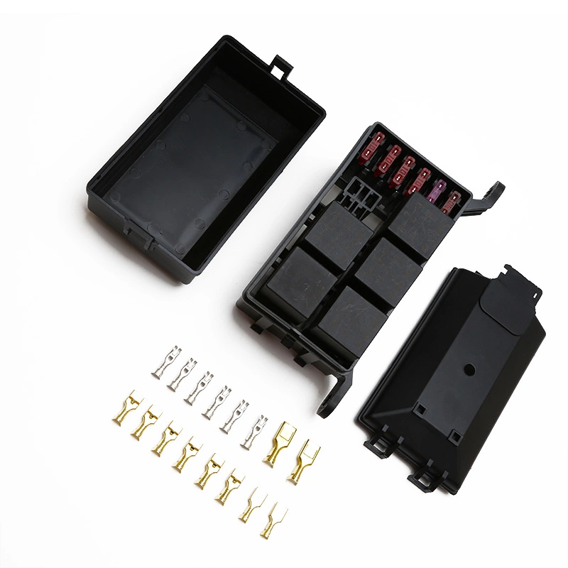 12 Way 6 Solt Customisable Dustproof Fuse Box Relay Module with Terminal Metallic 4 or 5 Pins 6 Fuses 6 Relays for Heavy Duty