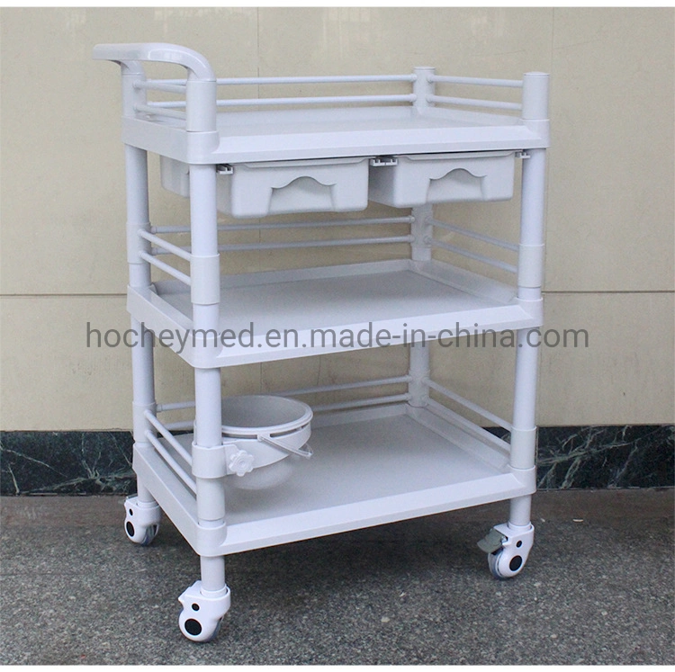 Hochey Medical Beauty Salon Trolley ABS Material Two-Layer/Three-Layer Tool Cart Nursing Cart