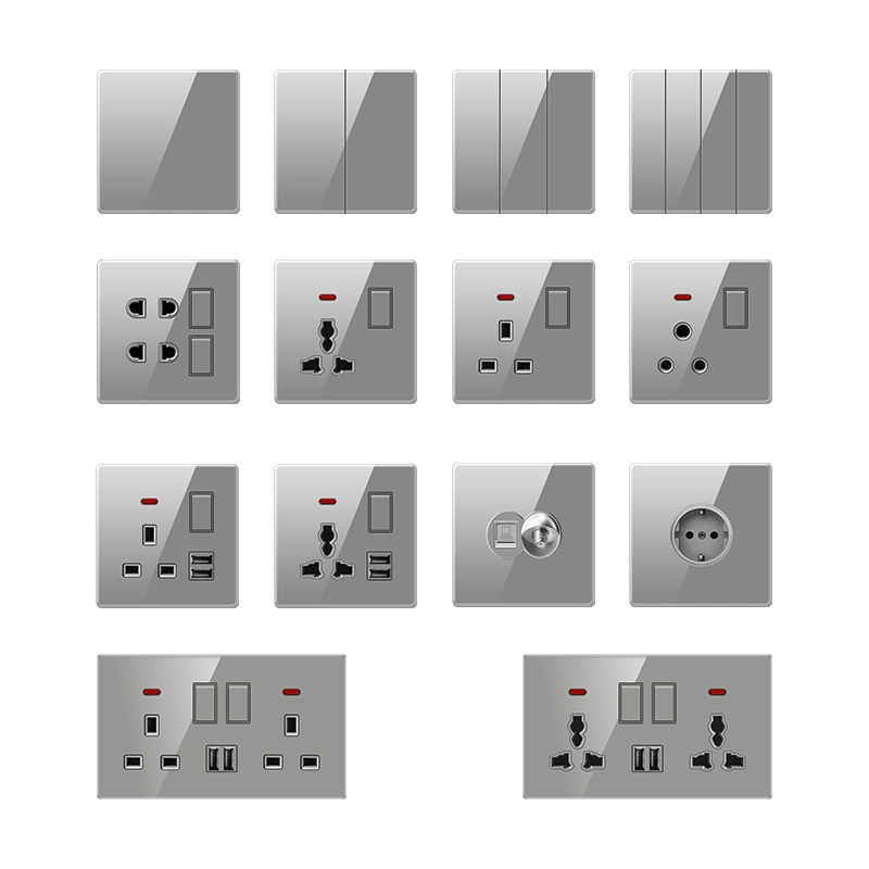 W6 ODM OEM de la Chine en verre acrylique de gros de la Malaisie Sri Lanka 13AMP à socket simple interrupteur mural ultraminces prises murales