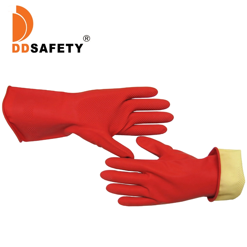 Custom Woman Household Glove Dish-Washing Cleaning Red Latex Cleaning Gloves Luvas Guantes