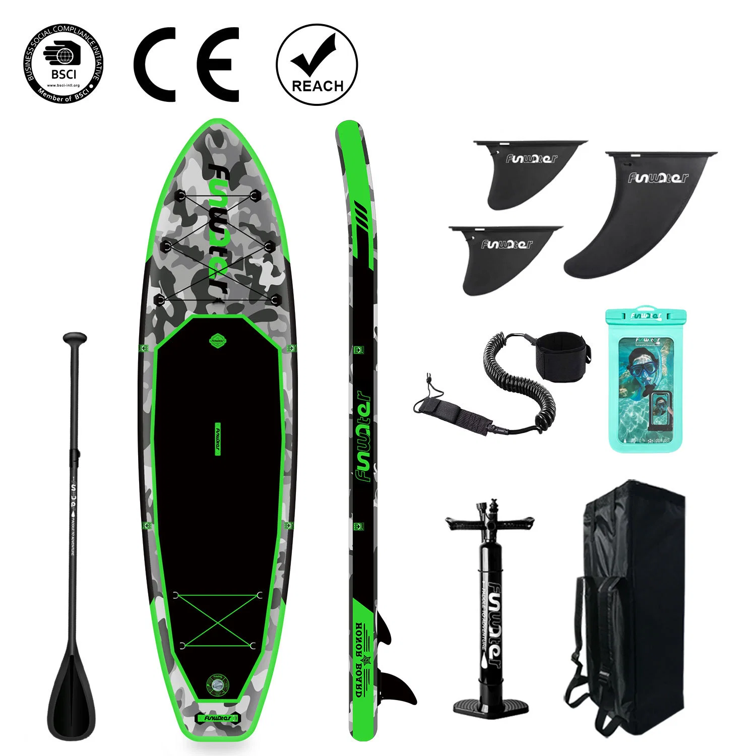 Nuevo diseño inflable de madera de Stand Up Paddle Board placas Sup