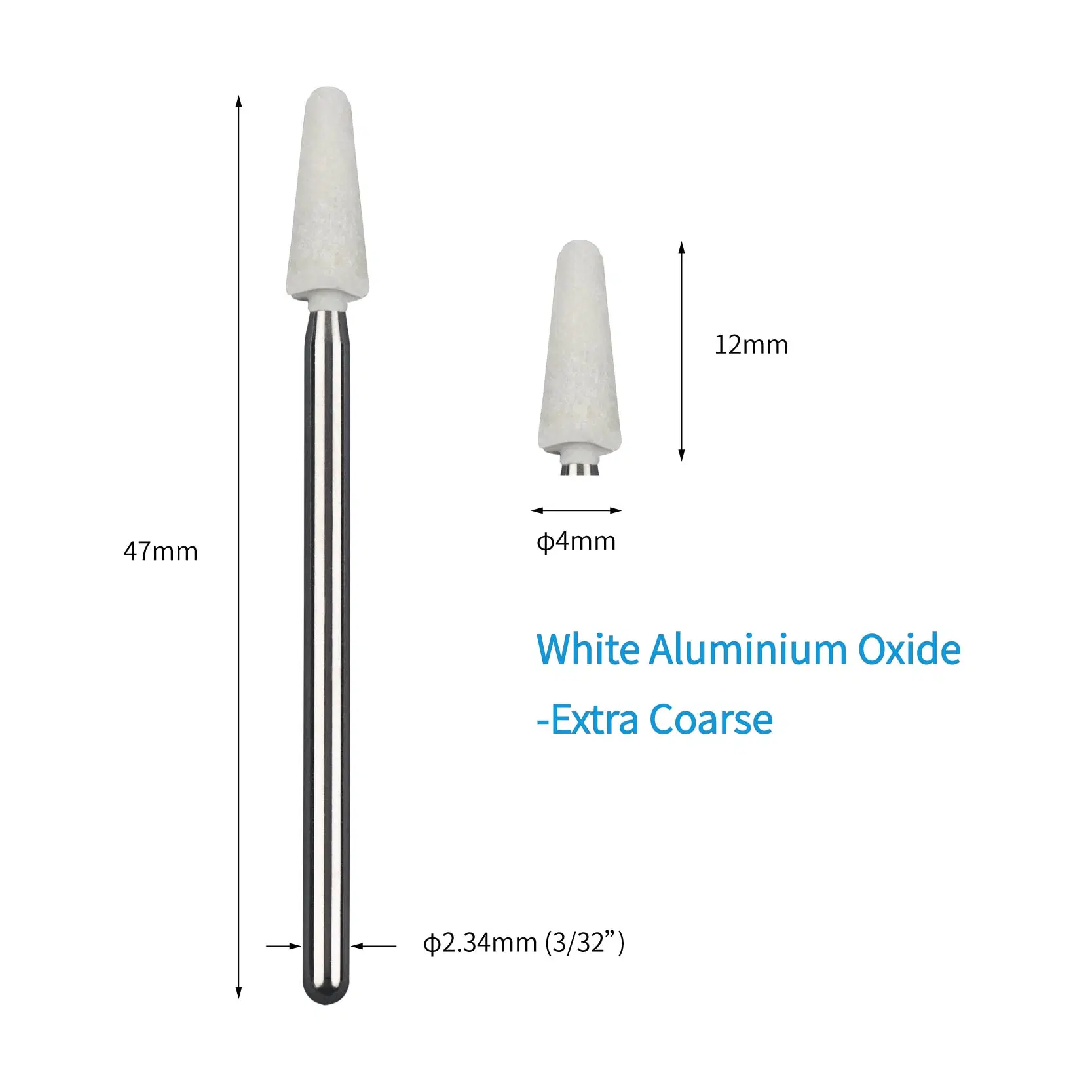 Nail Drill Use Stone Aluminium Oxide Abrasive Mounted Points Bits with Stainless Steel Shank