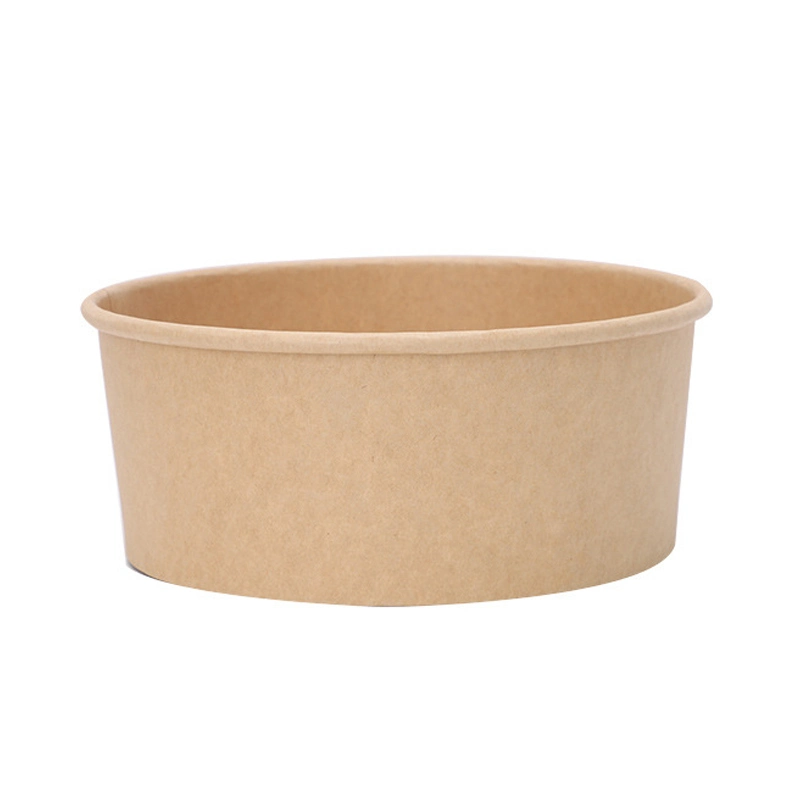 Disposable Food Packaging Water and Grease Proof Kraft Paper Disposable Food Container with Lid Take Away Salad Bowl