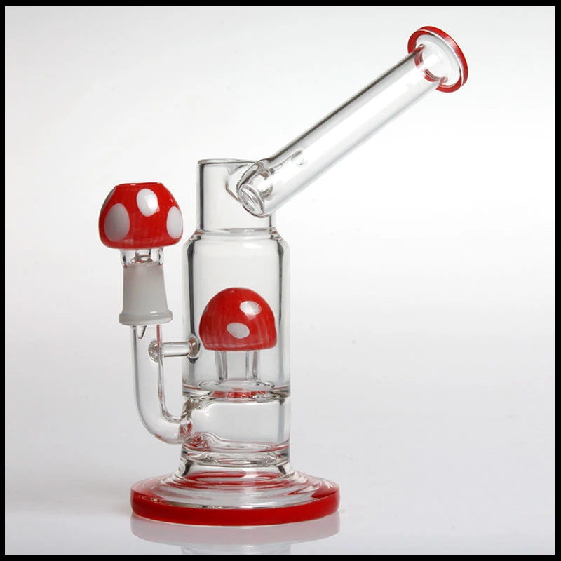 Seta de color rojo del tubo de agua de cristal soplado fumar botella lavagases DAB Rig Oil