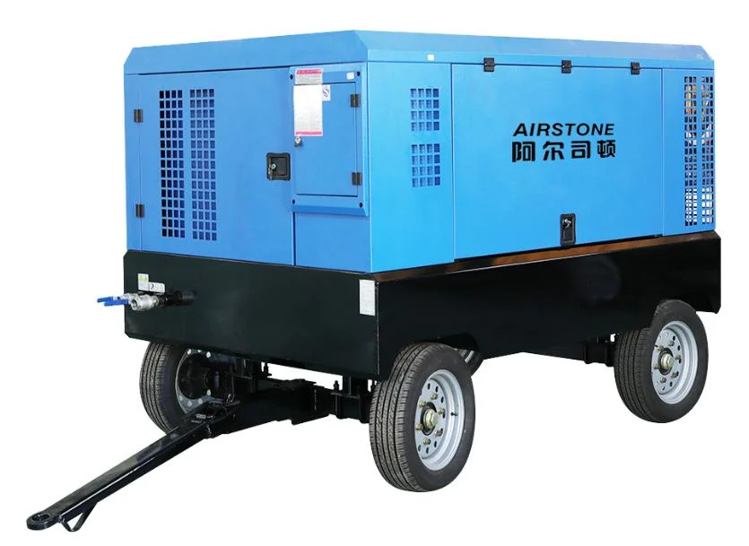 Airstone 675 Cfm Mobile Diesel Engine De Ar a Diesel Portable Screw Air Compressor for Drilling Rig