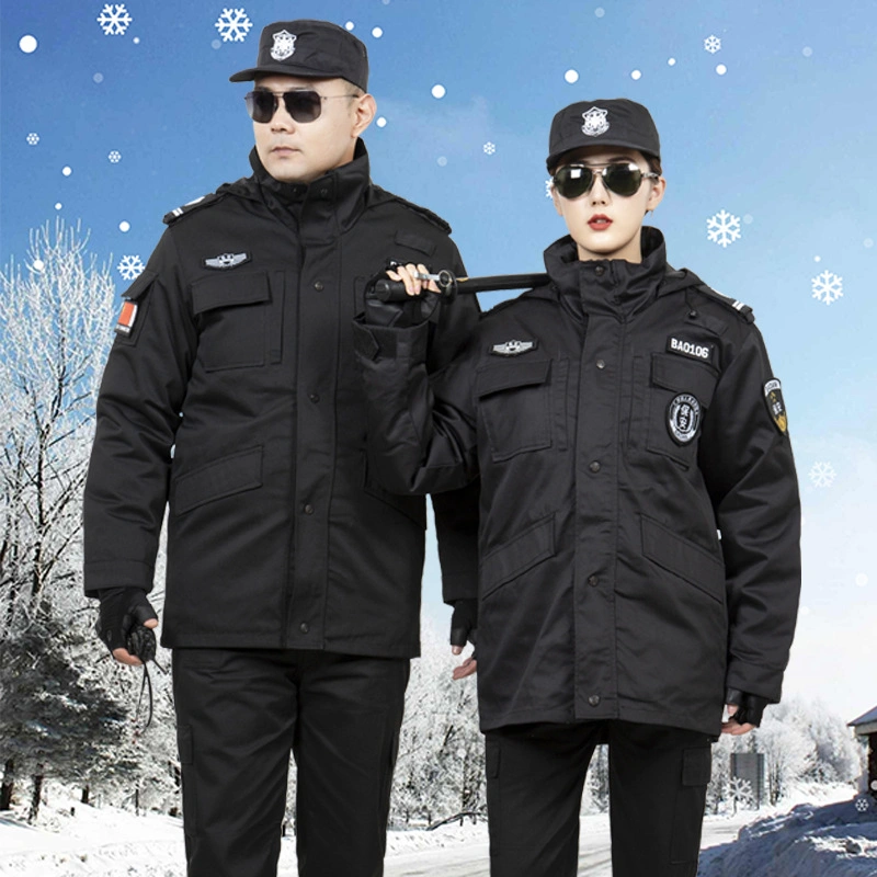 Winter Mantel Kleidung Herren Verdickung Schwarz Outdoor Sicherheit Workwear Training Mantel Sicherheitswache Uniformen