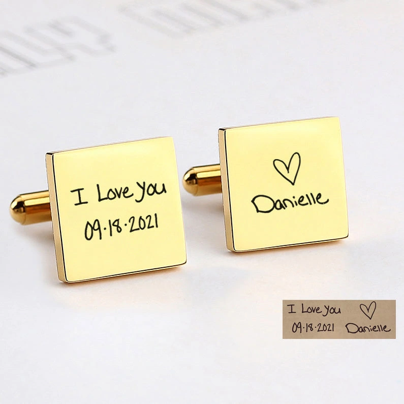 Personalised Gold Garment Accessories Custom Initials Name Wedding Groom Cufflinks