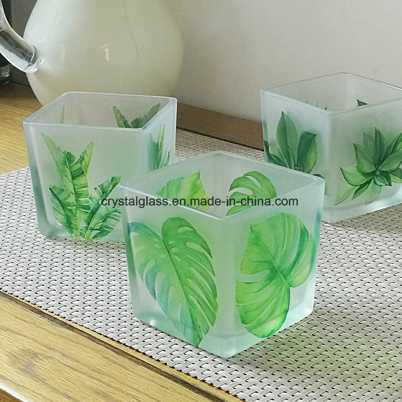 Fashion OEM Printing Plated Glass Candle Jar