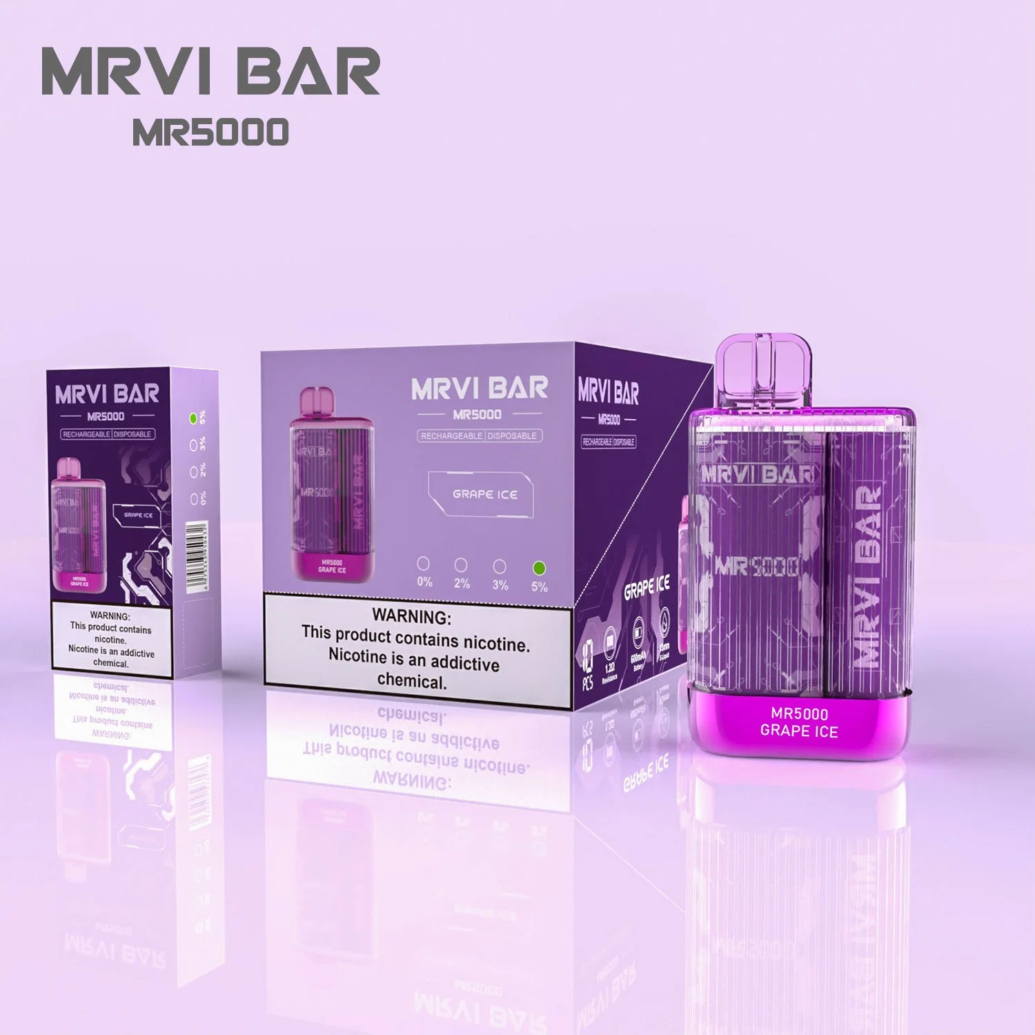 Factory Price Disposable/Chargeable Vape Pen Crystal Style Mrvi 5000 Puffs E Cigarette Vape Juice