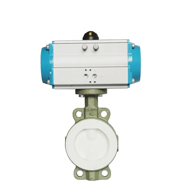 Industrial Pneumatic Soft Seal Fluorine Lined Wafer Butterfly Valve