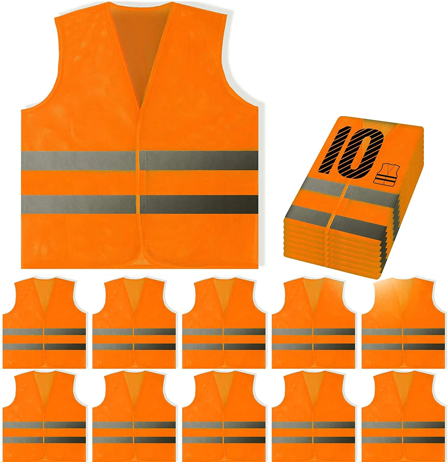 100% Polyester Mesh Safety Reflective Strips Visual Awareness High-Viz Yellow Security Vest