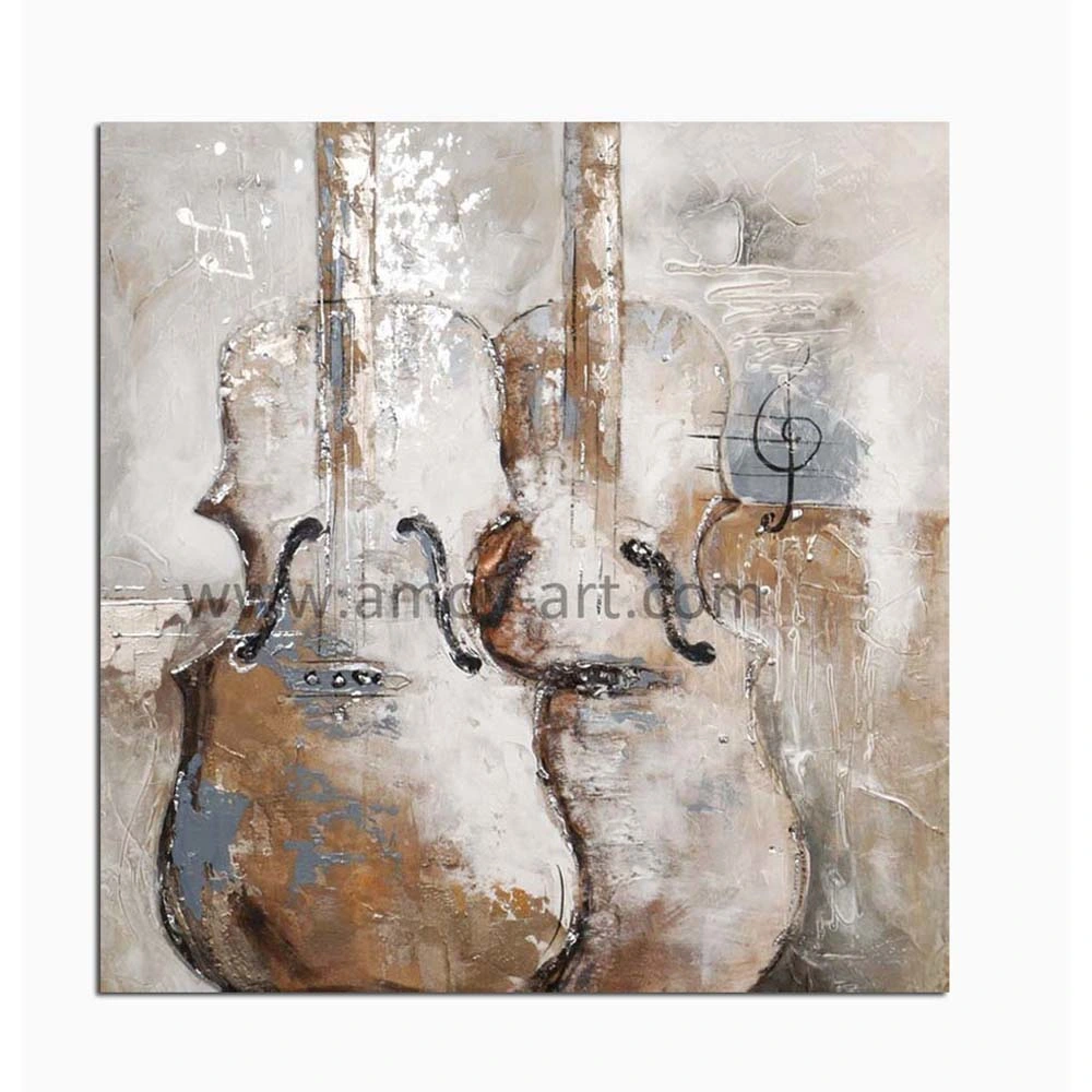 Stretched Modern Guitar Oil Paintings for Home Decor