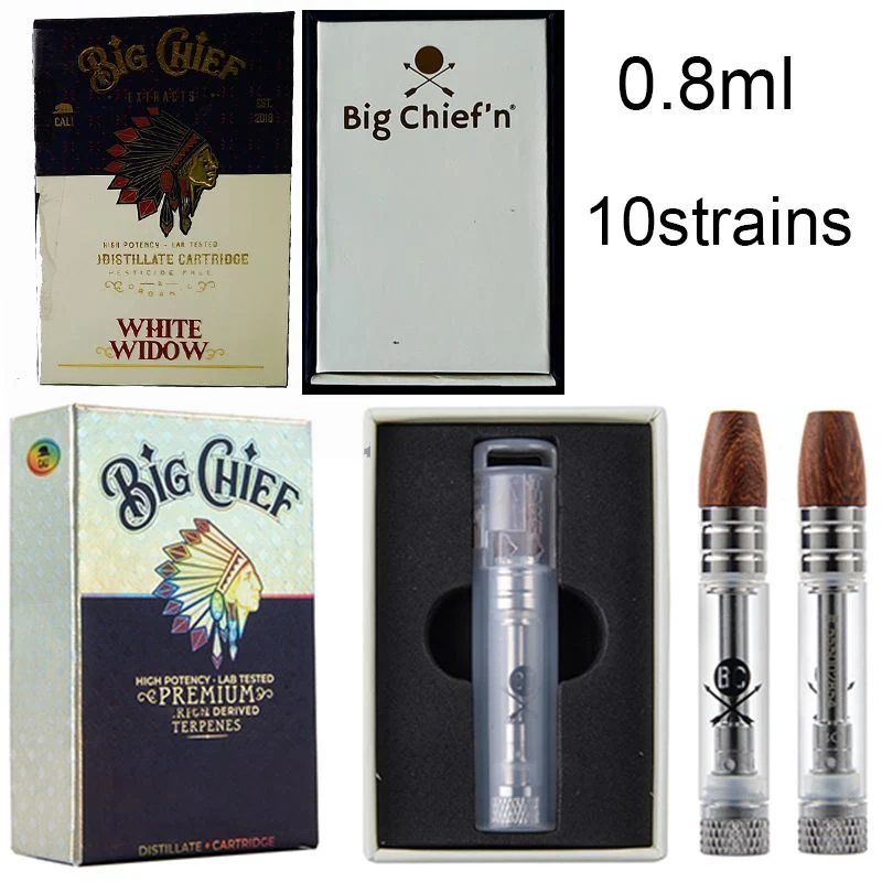 Los carros de gran jefe 0.8ml/1ml vaporizador de vidrio 510 Cartucho cerámico de rosca con el nuevo paquete de verificación