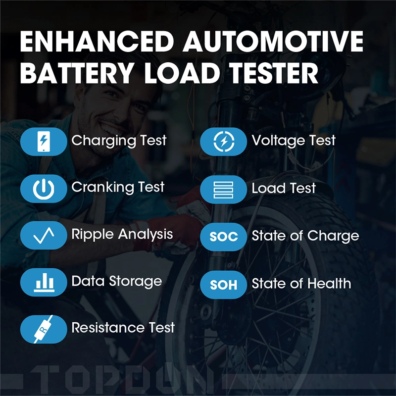 Topdon Europe UK Germany Italy Stock Bt200 160W Prismatic SLA Hioki Tmax 8 Channel Battery Discharger Cell Capacity Load Internal Resistance Tester Amh