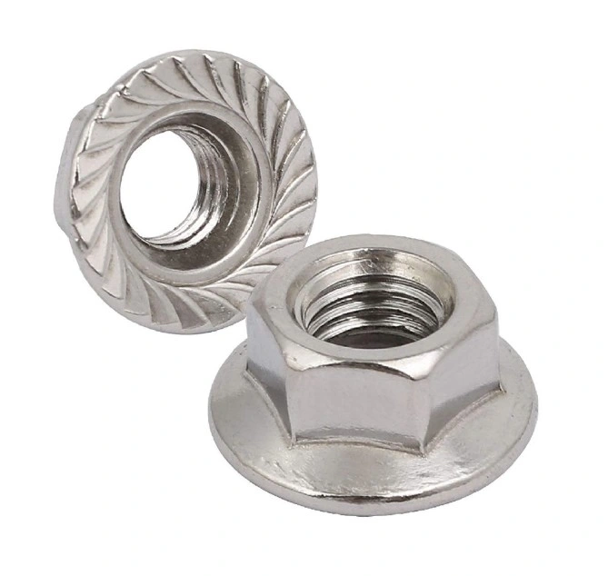 DIN6923 Plain, Black, Yellow Plated, Blue White Zinc Palte or Hot Zinc Plate Hex Flange Cap Serrated Lock Nut