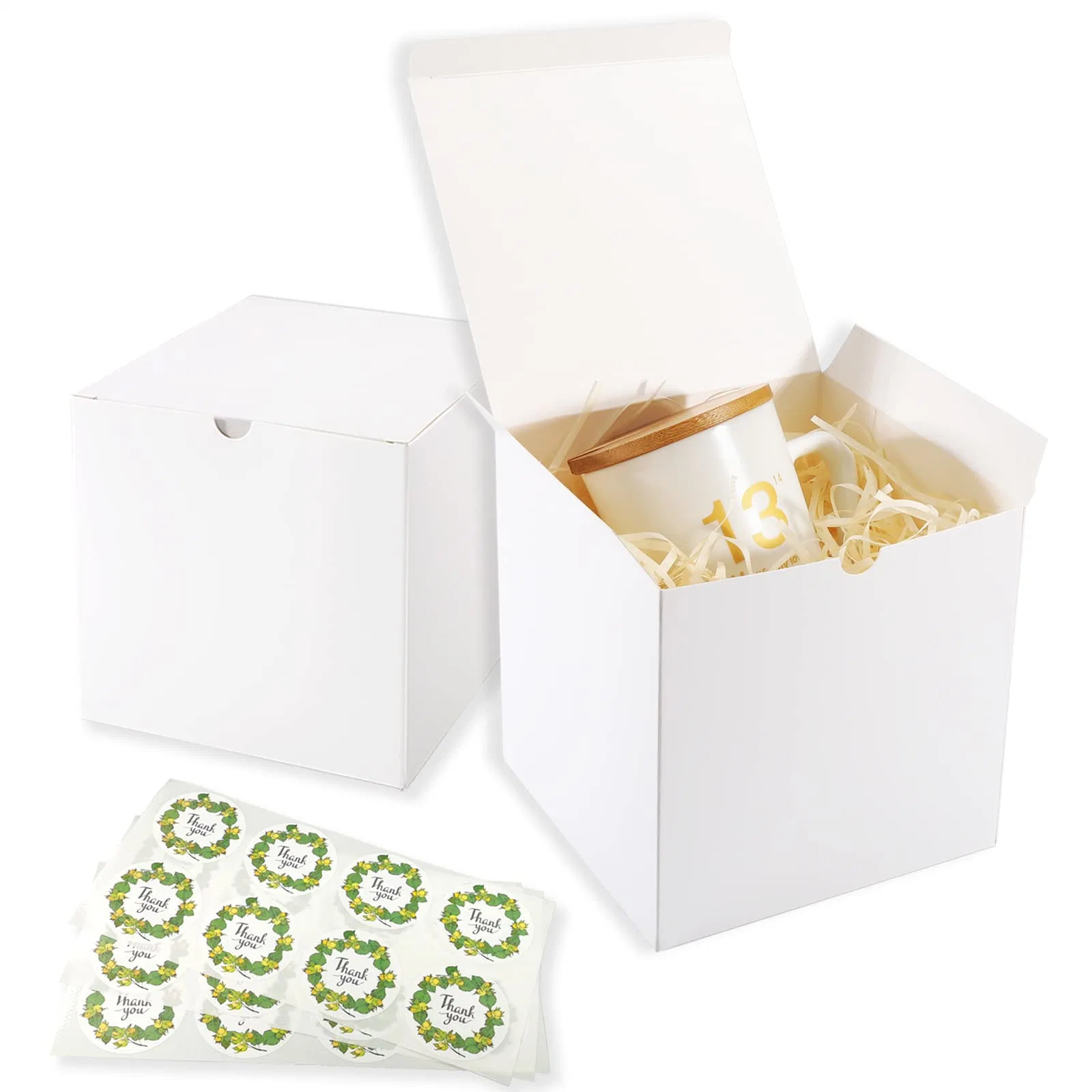 Coffrets cadeaux Blanc 5x5x5 pouces de petites boîtes cadeaux avec les couvercles pour partie coffrets cadeaux, des boîtes d'ornement, boîtes de cadeau de Noël, boîtes de mariage facile à assembler boîte cadeau
