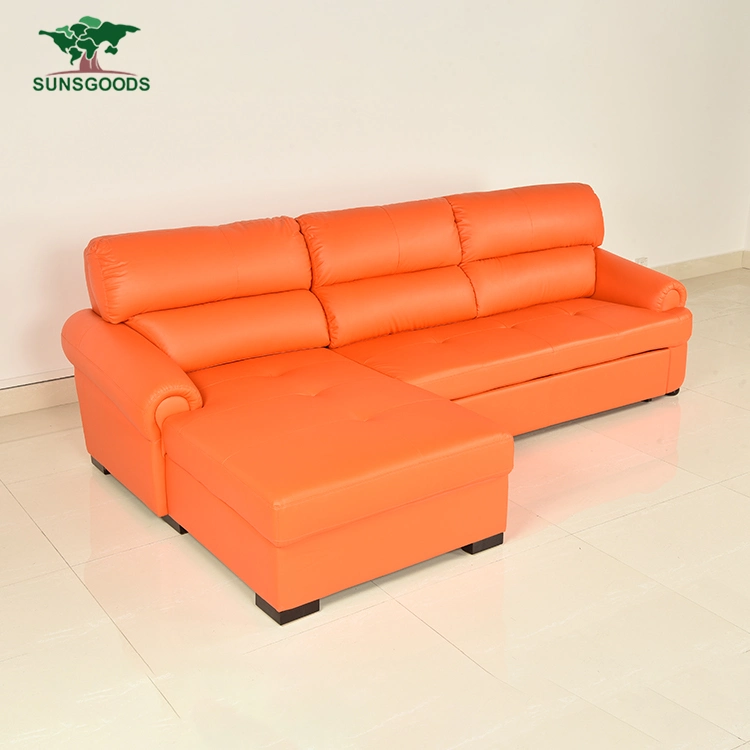 Orange Modern Sofa Design Elegance Leather Fabric Sofa Producer Living Room Sofa Bed