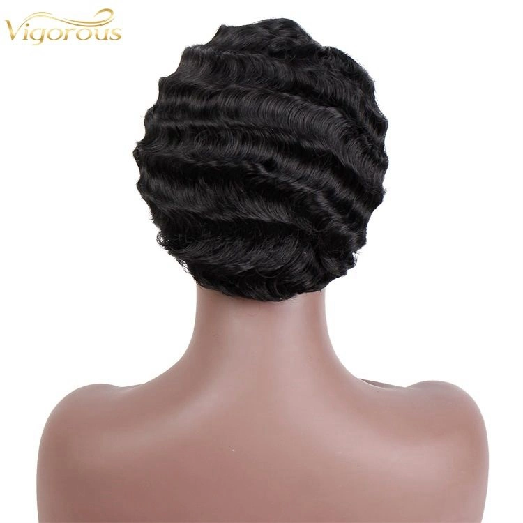 Short Finger Wave Cheap Synthetic No Lace Wig Hair Pixie Cut