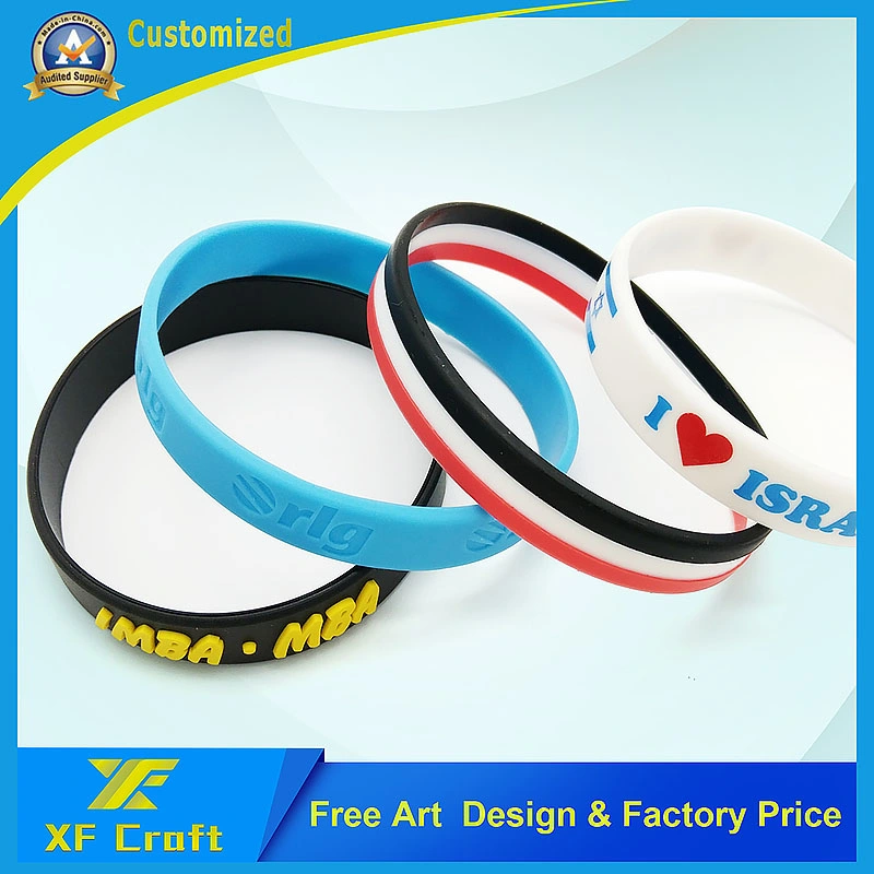 Manufacturer Custom Fashion Debossed Silicon Silicone Rubber Wristband Bracelet for Promotional Gift