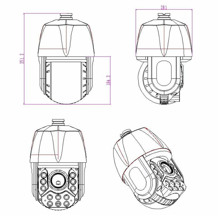 33X 2MP 350m IR Distance Intelligent Alert Tracking IP66 Onvif Outdoor Security Video IP PTZ Dome Camera