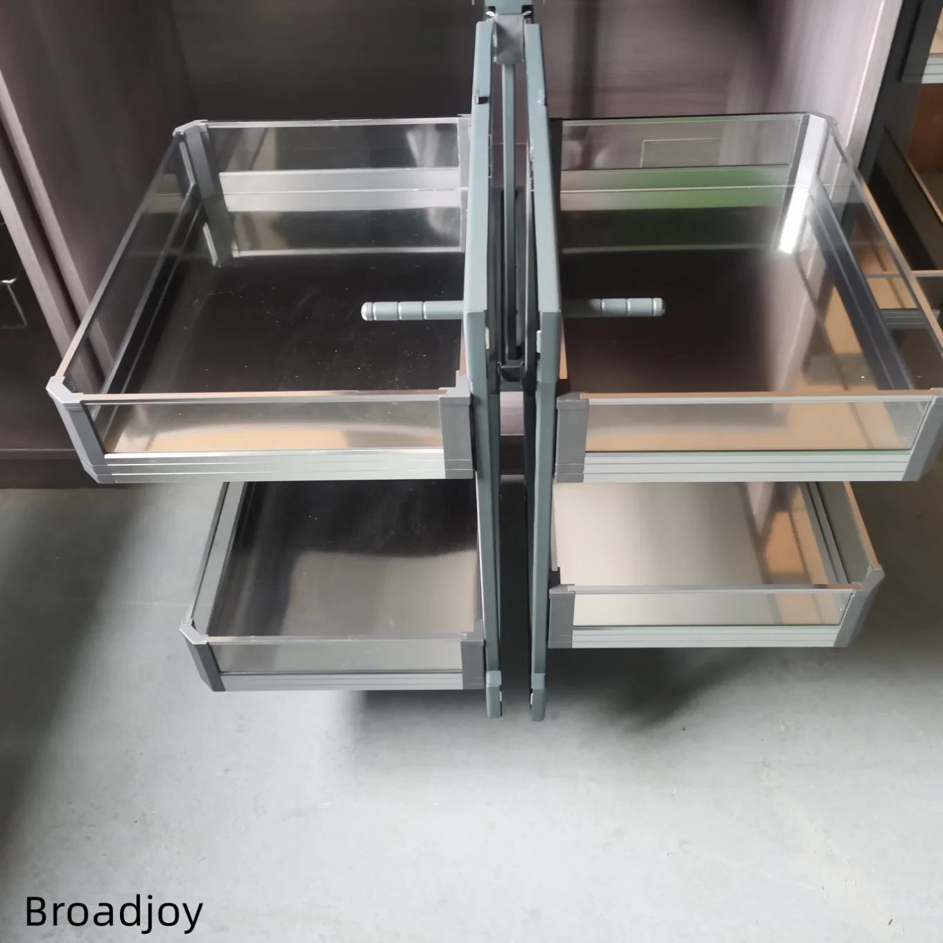 Adopt High quality/High cost performance Bottom Heavy Universal Glass Magic Corner Soft Closing Slide out Kitchen Storage Cabinet Basket Magic Corner Unit