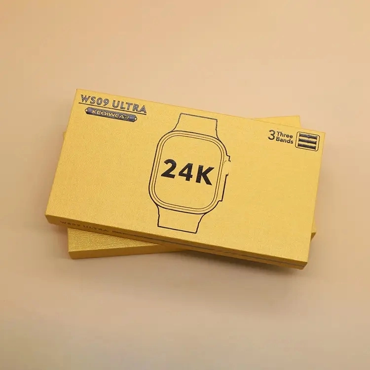 أحدث ساعة فاخرة من الذهب Ws09 Ultra Smart Watch من الفولاذ عيار 49 مم شاشة تعمل باللمس بالكامل 24 كيلو مع 3 أشرطة من نوع Gold Metal Free