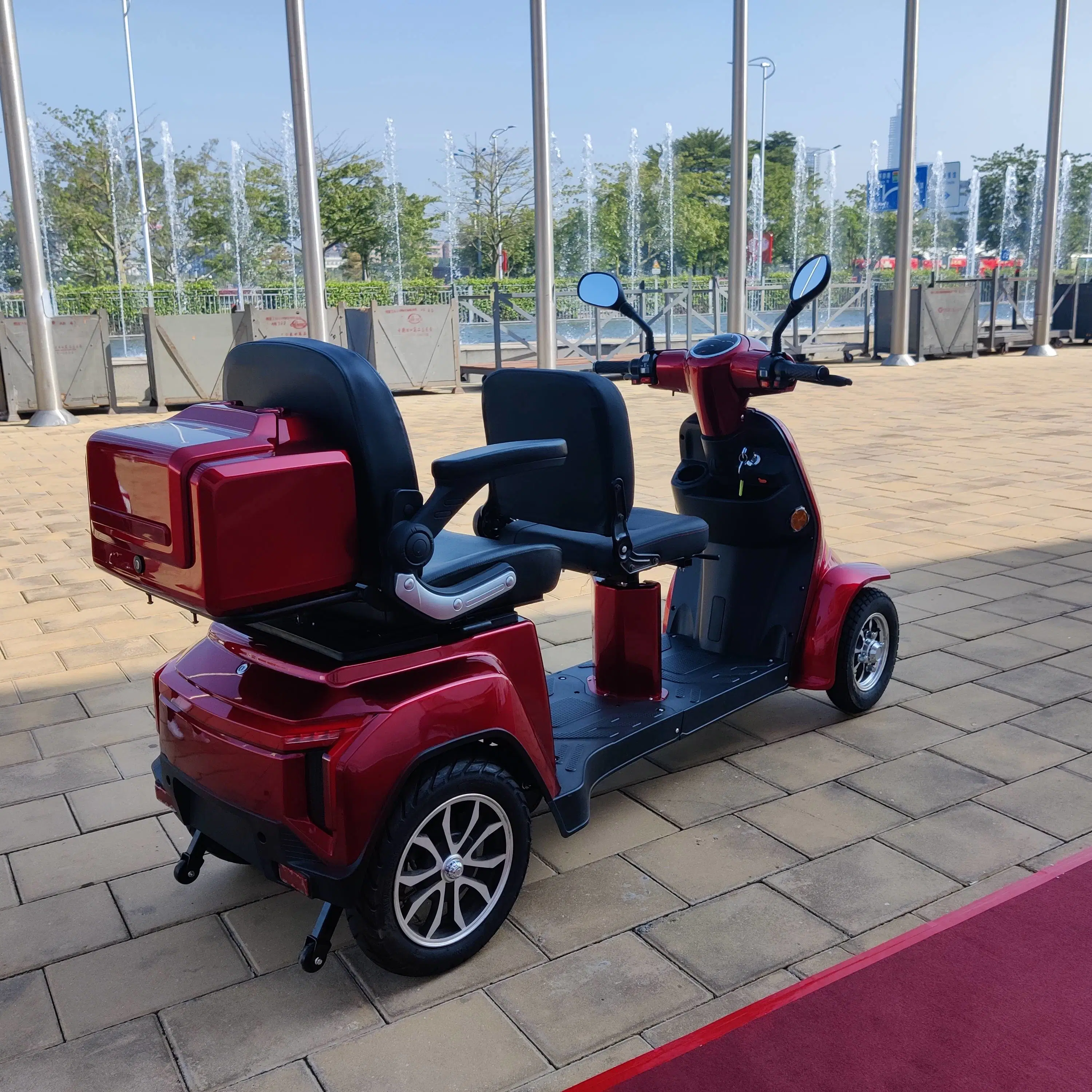 CE Comfortable 2 Seats 4wheels Electric Mobility Scooter for Elderly Disabled Passenger Cargo Use