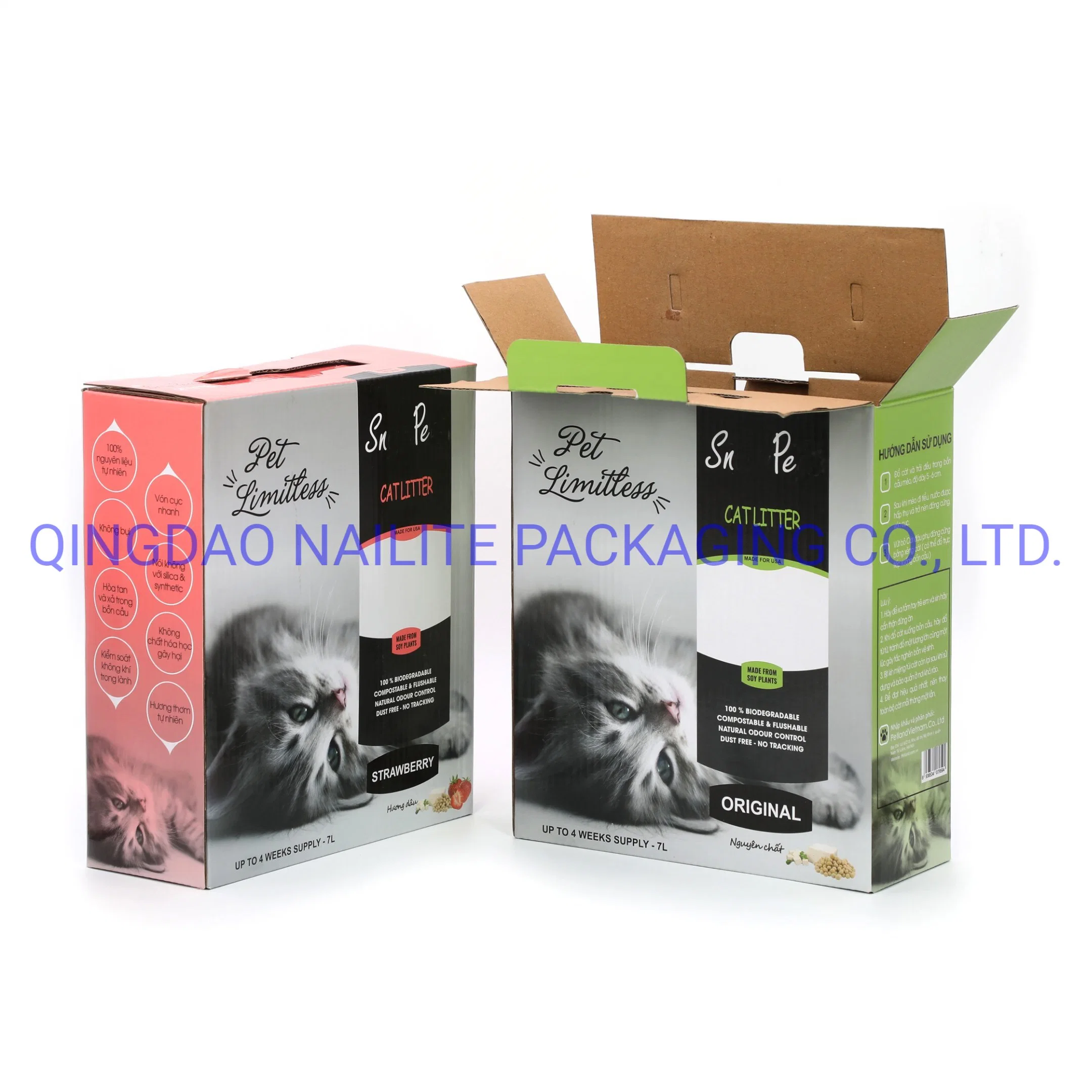 Eco-Friendly Customized Color Printed Laminating Corrugated Paper Package for Pet Food/Pet Snacks/Pet Toys/Cat Litters with Handle