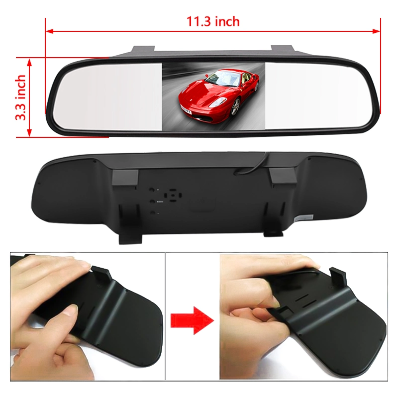 5inch Car Mirror Parking Rearview Monitor with 2 Video Input for Camera