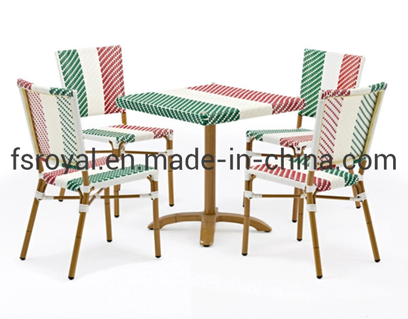Italia Patio juego de comedor silla de comedor al aire libre Jardín mesa de café Club de silla de mimbre Rattan silla de mimbre muebles