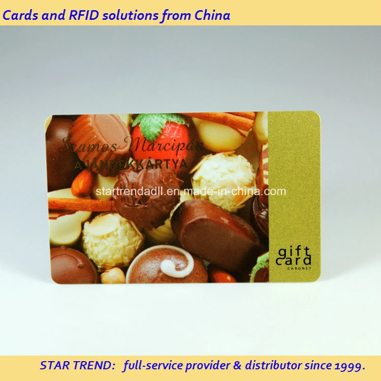 Gold Glitter Printied PVC Magnetic Stripe Card for Gift Card