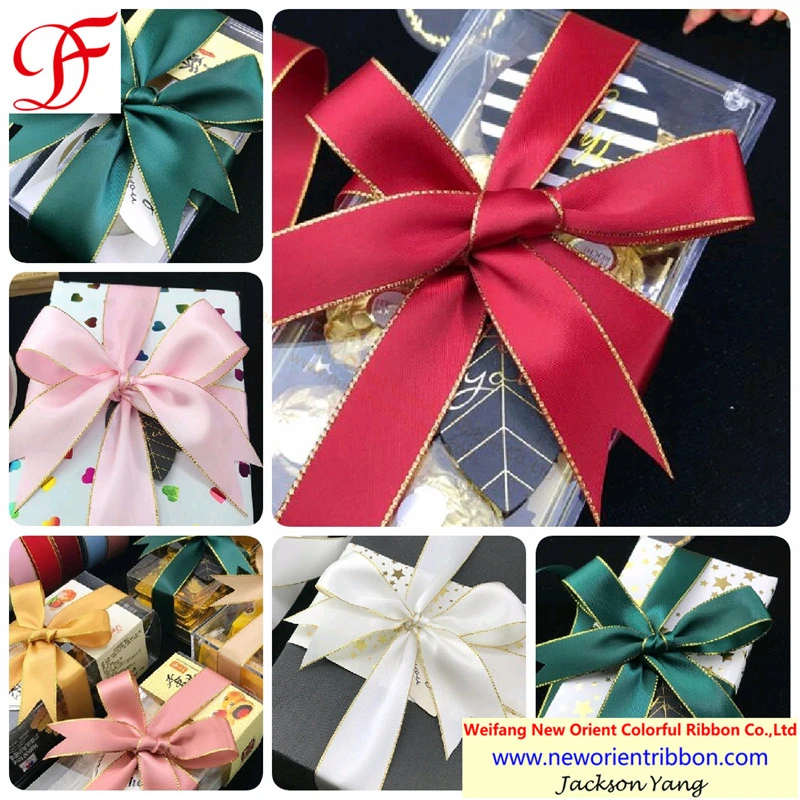 Satin, Petersham/Grosgrain, Organza, Metallic, Gingham, Satin Edge/Center Organza Print Ribbon for Gift/Packing/Wrapping/Bow/Xmas/Garment Accessories