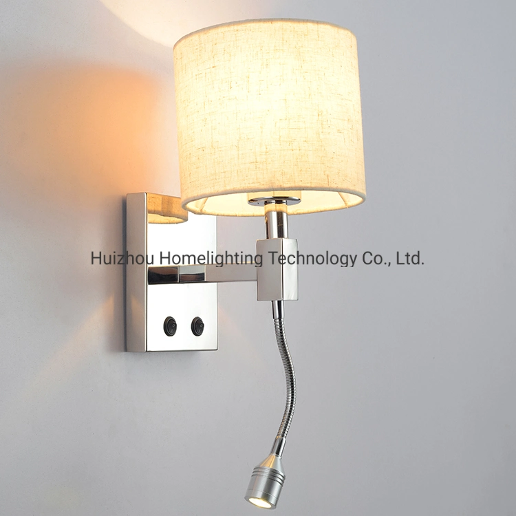 H005 Lighting Design Wall Lamp LED Bedside Wall Lamp with 1W Reading Light for Hotel