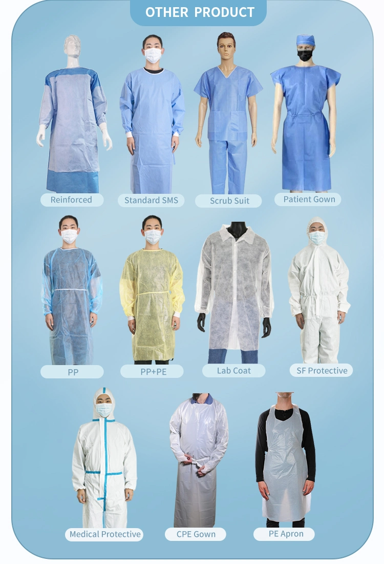 Disposable Coverall Non-Woven PP+PE Medical Protective Clothings CE OEM/ODM Available