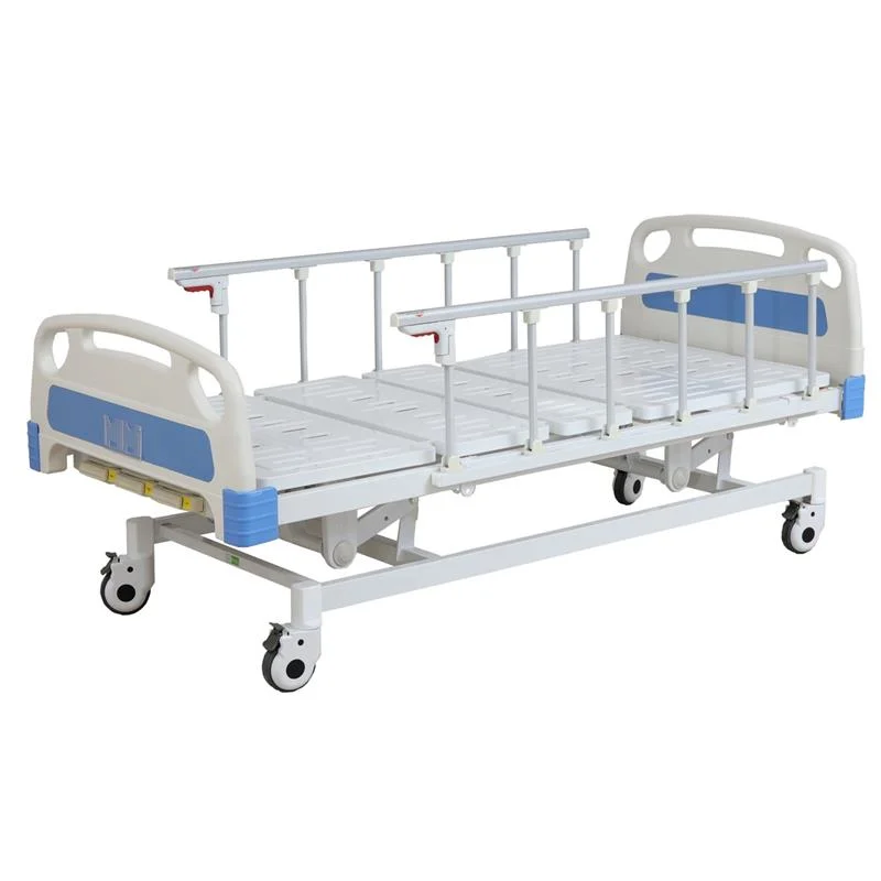 Productos hospitalarios 3 funciones Manual cama hospitalaria con barandillas de aluminio