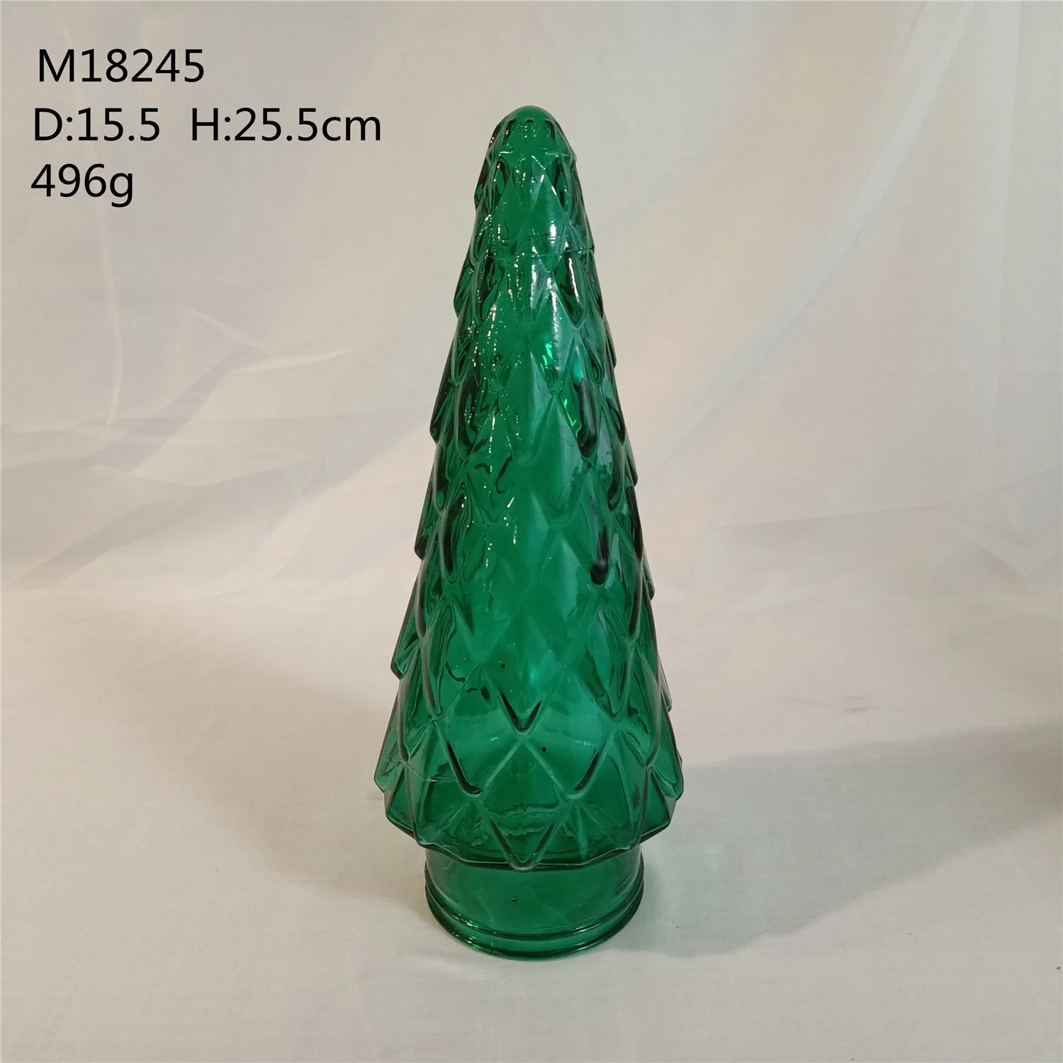 Dark Green Crystal Glass Ornament Shaped Like a Christmas Tree