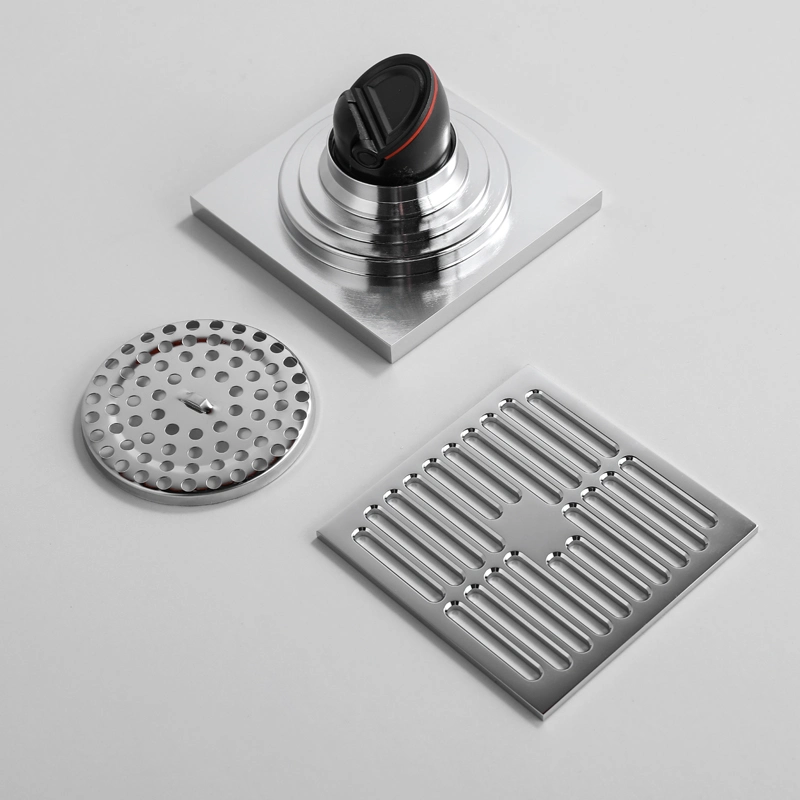 Square Stainless Steel Polished Shower Drainer Strainer Concealed Floor Drain