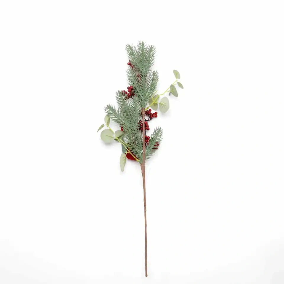 Artificial Cranberry Branches Christmas Pick Wool Balls Holly Stems Craft Winter Floral Christmas Decorations