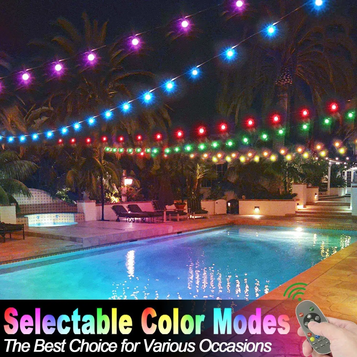 Multi-Color Smart S14 Outdoor String Lights Holiday Festival Party Ornament LED Lighting High Waterproof IP65 100FT