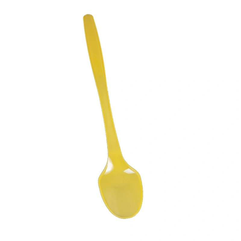 Custom Disposable Plastic Cutlery Burning Fairy Grass Spoon Creative Black and Yellow Packaged Meal with Long Handle Spoon (SX-706)