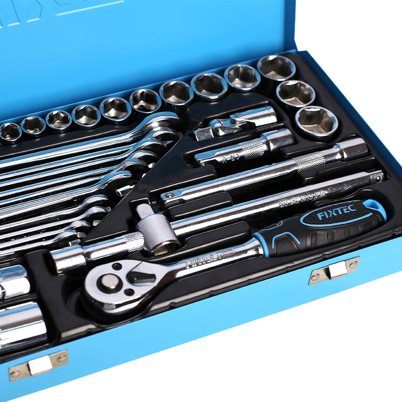 Fixtec Car Repair Combination Metal Hardware Tools Box Colorful Socket Steel Ratchet Wrench Tool Set 36PC 3/8" Drive Socket Set